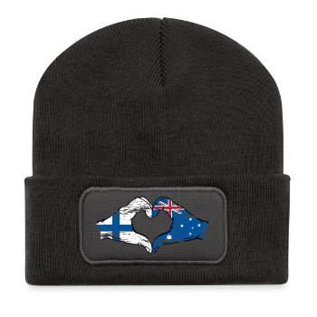 Finnland Australien Flagge Herzform used - Recycelte Patch Beanie - Dunkelgrau - Vorne