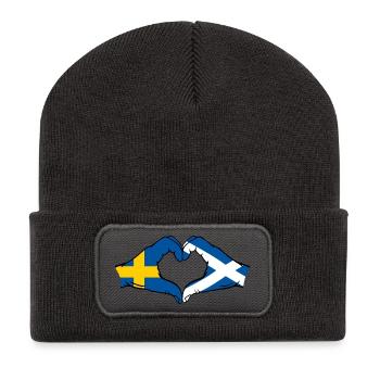 Suède Écosse Mains Coeur Forme - Beanie recyclé à patch - charbon - Devant