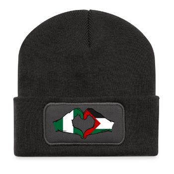 Nigeria Palästina Flagge Herzform - Recycelte Patch Beanie - Dunkelgrau - Vorne