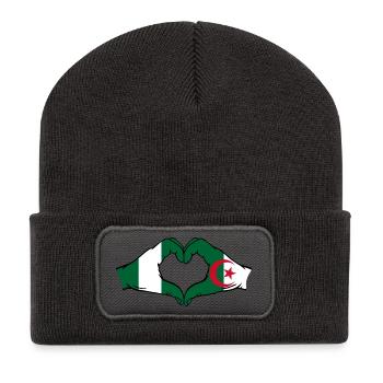 Nigeria Algérie Drapeau Coeur Forme - Beanie recyclé à patch - charbon - Devant
