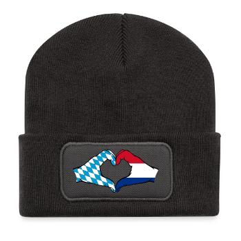 Bavaria Holland Flag Hands Heart Shape - Recycled Patch Beanie - dark grey - Front