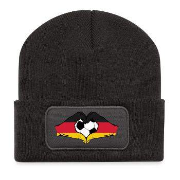 Germany football flag hands heart shape - Recycled Patch Beanie - dark grey - Front