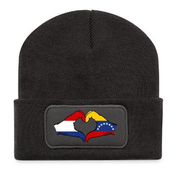 Holland Venezuela Flag Hands Heart Shape - Recycled Patch Beanie - dark grey - Front