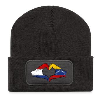 Drapeau Hollande Venezuela mains forme de coeur utilisé - Beanie recyclé à patch - charbon - Devant