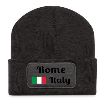 Rom, Italien - Stilvolle Drucke - Recycelte Patch Beanie - Dunkelgrau - Vorne