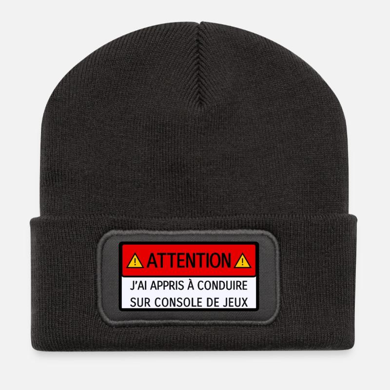 J'ai appris à conduire sur console de jeux vidéo - Beanie recyclé à patch - charbon