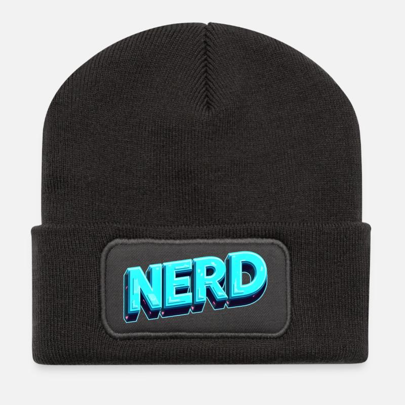 Nerd Neon 3D Retro - Recycelte Patch Beanie - Dunkelgrau