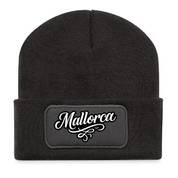Mallorca Schriftzug - Recycelte Patch Beanie - Dunkelgrau - Vorne