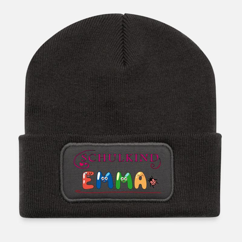 Schulkind Emma - Recycelte Patch Beanie - Dunkelgrau
