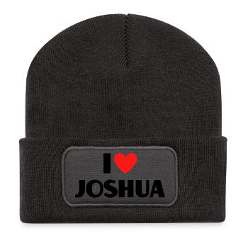 J'aime Joshua Red Heart Love Fan Gift - Beanie recyclé à patch - charbon - Devant