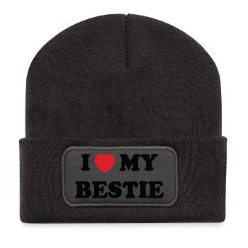 I love my best friend - Recycled Patch Beanie - dark grey - Front