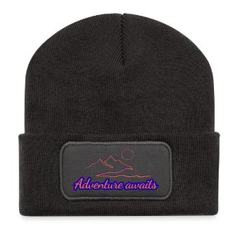 Mountain Landscape Adventure Awaits - Recycled Patch Beanie - dark grey - Front