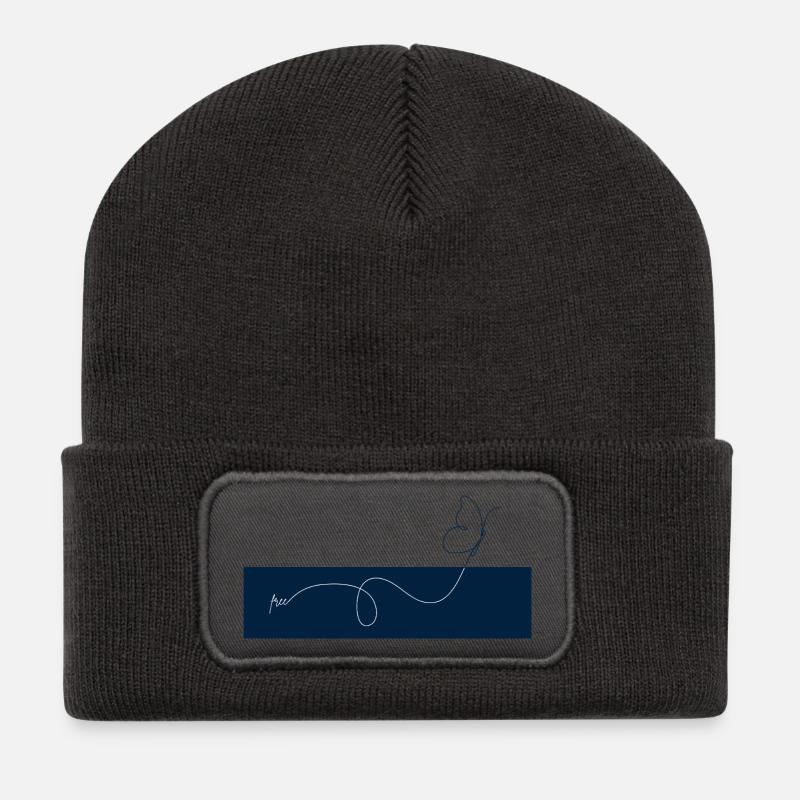 Lignes Papillon sur Bleu Nuit - Beanie recyclé à patch - charbon