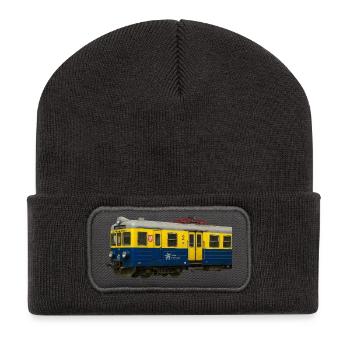 Locomotive PKP Yellow Blue EN57 train - Recycled Patch Beanie - dark grey - Front