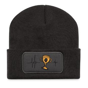 Trophy Winner Champion Sport Competition Heart - Recycled Patch Beanie - dark grey - Front