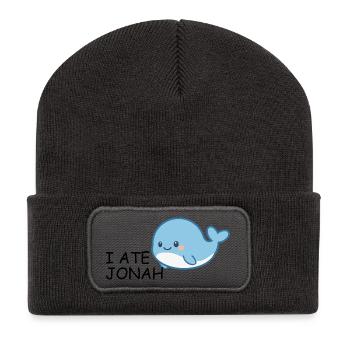 I Ate Jonah – Witziger Bibel Wal für Kinder - Recycelte Patch Beanie - Dunkelgrau - Vorne
