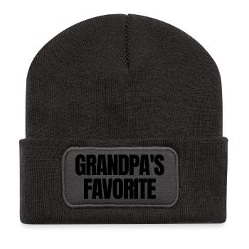 Lieblingsenkelkind Lustig Ich bin Opas Liebling - Recycelte Patch Beanie - Dunkelgrau - Vorne