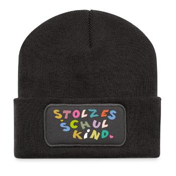 Stolzes Schulkind  - Recycelte Patch Beanie - Dunkelgrau - Vorne