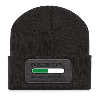 Recharging Social Skills - for white background - Recycled Patch Beanie - dark grey - Front