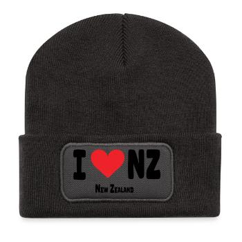 J’adore NZ Nouvelle-Zélandaise Fier Néo-Zélandais - Beanie recyclé à patch - charbon - Devant