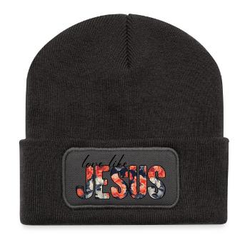 Floraler Jesus - Recycelte Patch Beanie - Dunkelgrau - Vorne