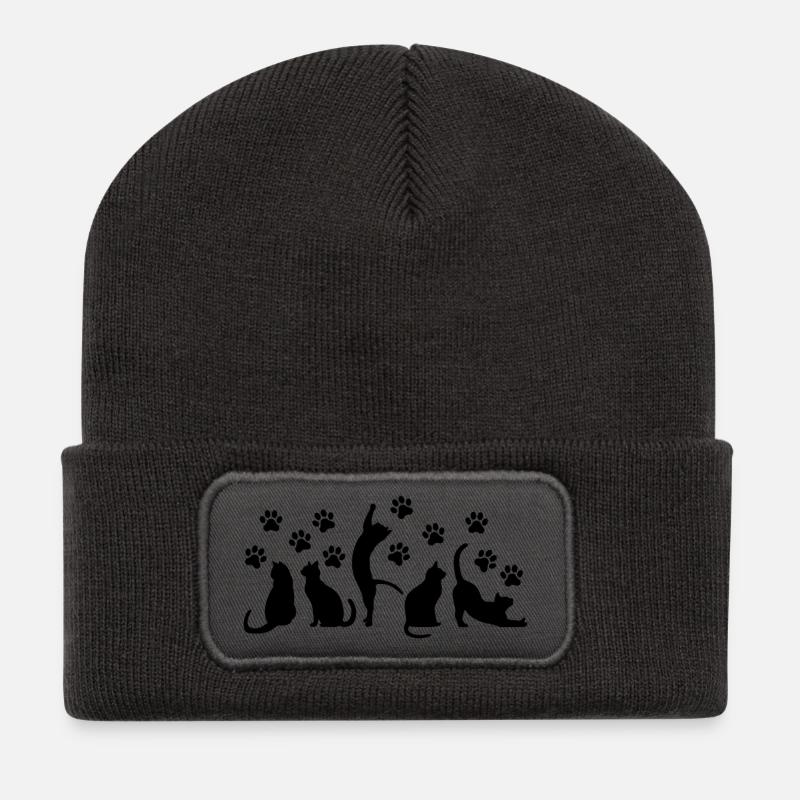 Black Cats Squad – Minimalistische Ästhetik - Recycelte Patch Beanie - Dunkelgrau