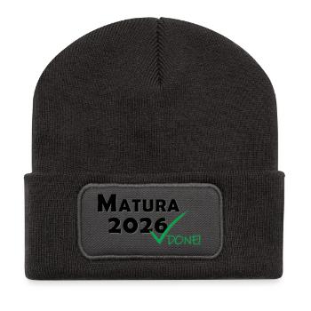 Matura 2026 Done - Recycelte Patch Beanie - Dunkelgrau - Vorne