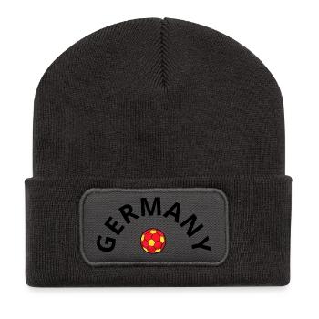 Germany Design für Deutscher Fan Fußball  - Recycelte Patch Beanie - Dunkelgrau - Vorne