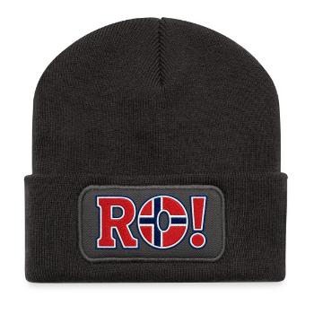 RO ! Design de support brodé en Norvège - Beanie recyclé à patch - charbon - Devant