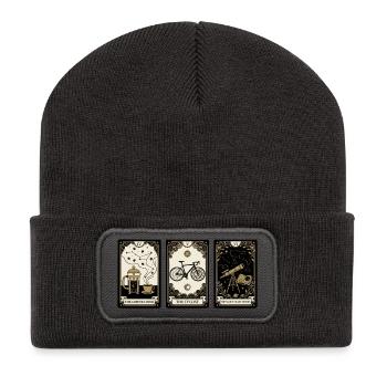 Kaffee Liebhaber Radfahrer Sternenhimmel - Recycelte Patch Beanie - Dunkelgrau - Vorne
