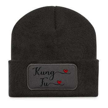 Kung Fu Herz - Recycelte Patch Beanie - Dunkelgrau - Vorne