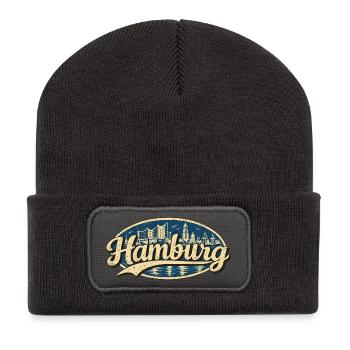 Hamburg Vintage Stadtmotiv - Recycelte Patch Beanie - Dunkelgrau - Vorne