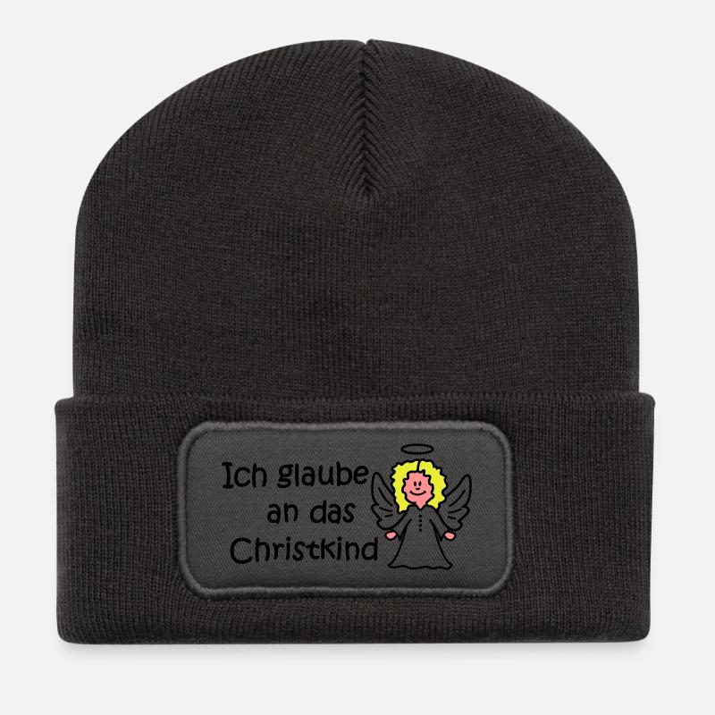 Ich glaube an das Christkind - Recycelte Patch Beanie - Dunkelgrau