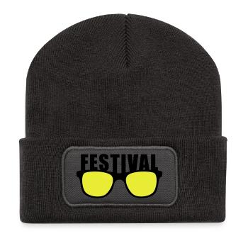 Festival T-Shirt, Concert T-Shirt, Party T-Shirt - Recycled Patch Beanie - dark grey - Front