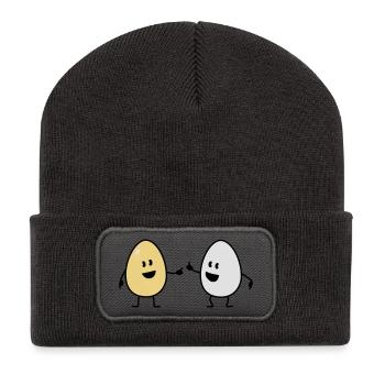 eggs - Beanie recyclé à patch - charbon - Devant