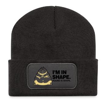 Ich bin gut in Form. Rund ist auch eine Form. - Recycelte Patch Beanie - Dunkelgrau - Vorne