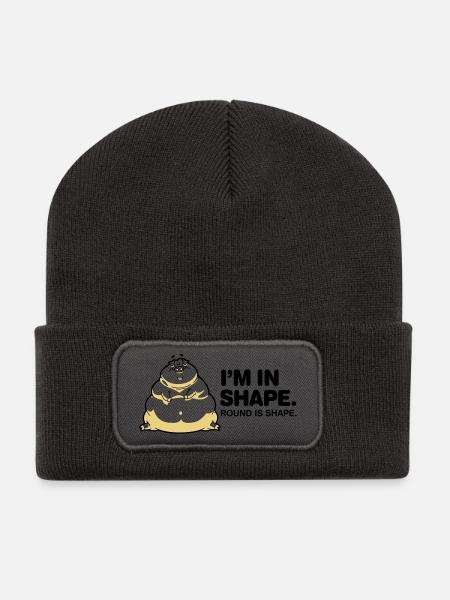 I m in great shape. Circular is also a form. - Recycled Patch Beanie - dark grey