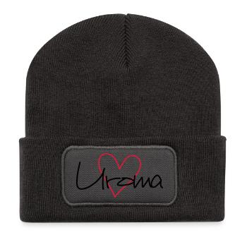 Uroma Herz Liebe werdende Oma Geschenk - Recycelte Patch Beanie - Dunkelgrau - Vorne