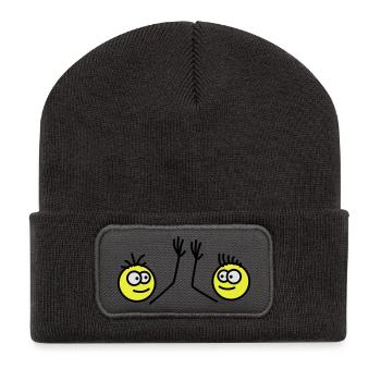 Bros - Recycelte Patch Beanie - Dunkelgrau - Vorne