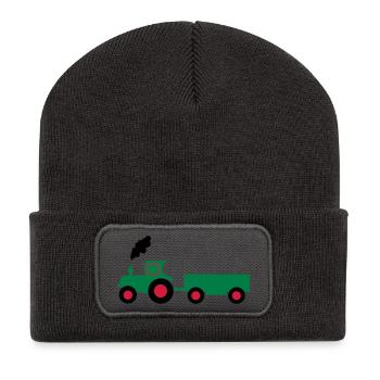traktor trecker anhaenger - Recycelte Patch Beanie - Dunkelgrau - Vorne