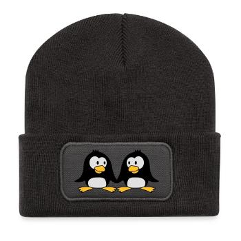 2 amateurs de mignons pingouins en amour couple am - Beanie recyclé à patch - charbon - Devant