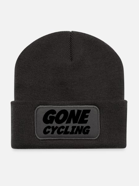 Radfahren / Radfahrer / Fahrrad / Radsport / - Recycelte Patch Beanie - Dunkelgrau