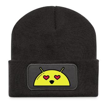 Love Alien Face Emoticon - Recycled Patch Beanie - dark grey - Front
