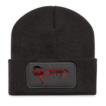 Gothic Flammen Schrift - Recycelte Patch Beanie - Dunkelgrau - Vorne