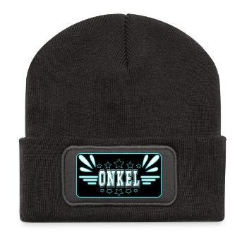 Baby Ankündigung - Onkel werden - Bruder - Familie - Recycelte Patch Beanie - Dunkelgrau - Vorne