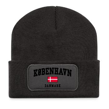 Copenhagen Denmark Flag Design - Recycled Patch Beanie - dark grey - Front