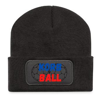 Korbball Schriftzug mit zwei Korbbällen - Recycelte Patch Beanie - Dunkelgrau - Vorne
