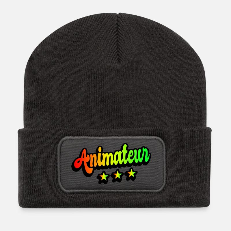Animateur Regenbogen Design - Recycelte Patch Beanie - Dunkelgrau