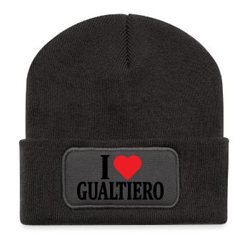 T-Shirt Ich liebe Gualtiero T-Shirt Geschenkidee - Recycelte Patch Beanie - Dunkelgrau - Vorne