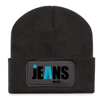 jeans wear mit punkt - Recycelte Patch Beanie - Dunkelgrau - Vorne